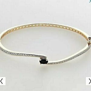 18k Gold-.over Silver Sapphire Bangle